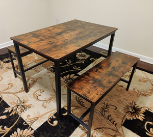 Dining Table Set with 2 Benches
