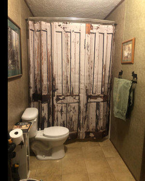 Fabric Barn Door Shower Curtain for Bathroom 72Wx72H Inch