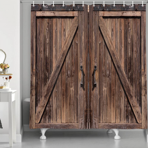 Wooden Barn Door Garage Door for Rustic Shower Curtain 69x70 inch