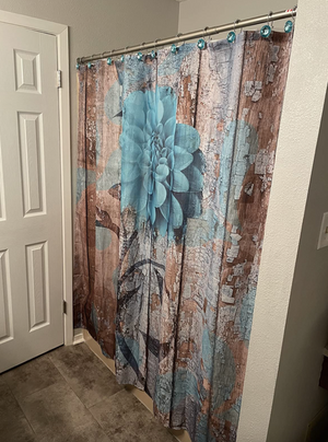 Turquoise Blue Bathroom Shower Curtain, 69x70inch