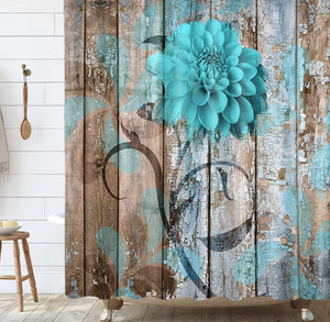 Turquoise Blue Bathroom Shower Curtain, 69x70inch