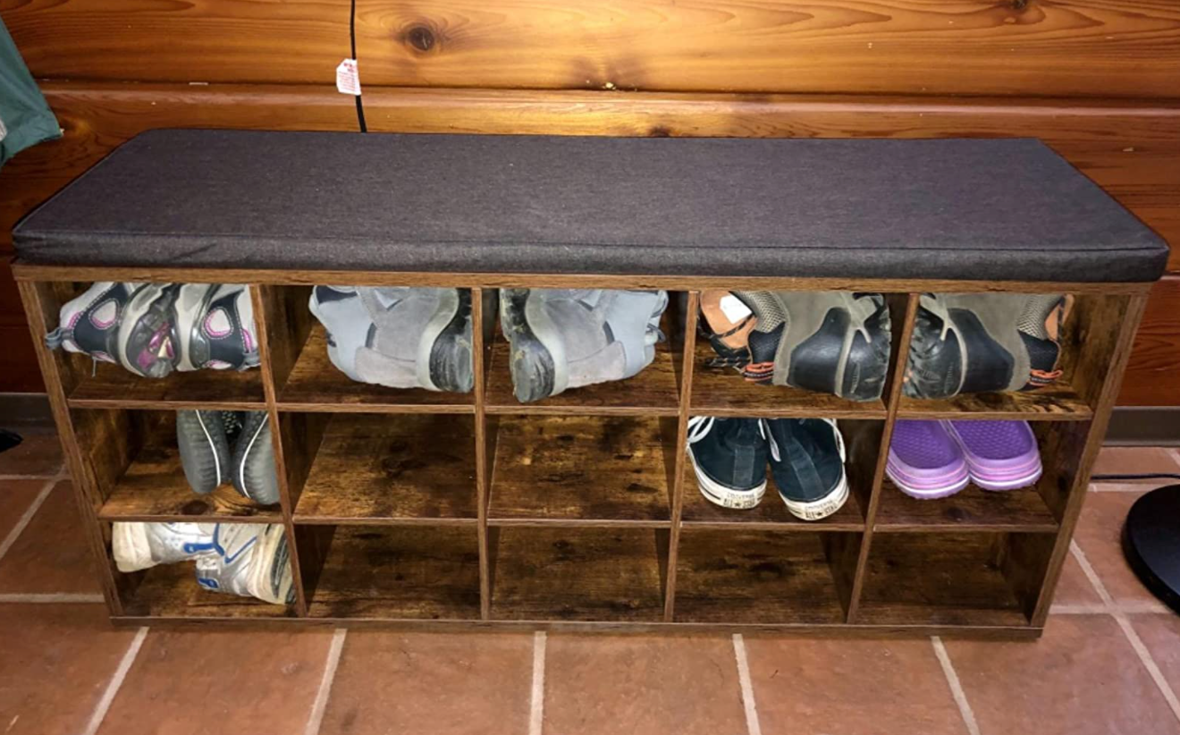 Shoe Bench with Cushion, 15-Cube Storage Bench – Shop Premium