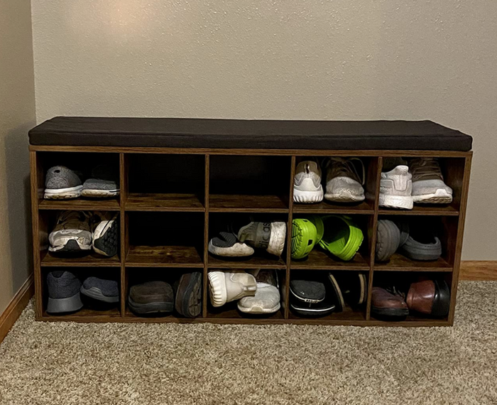 Shoe Bench with Cushion, 15-Cube Storage Bench