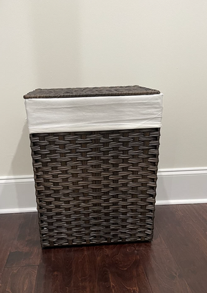 Handwoven Laundry Hamper, 23.8 Gal (90L) Synthetic Rattan Clothes Laundry Basket