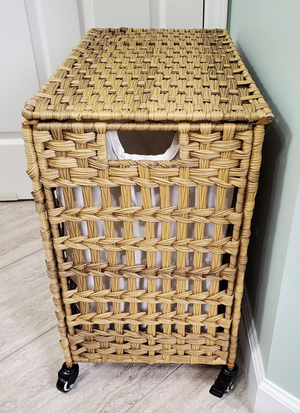 Handwoven Laundry Hamper, Rattan-Style Laundry Basket with 3 Removable Bags