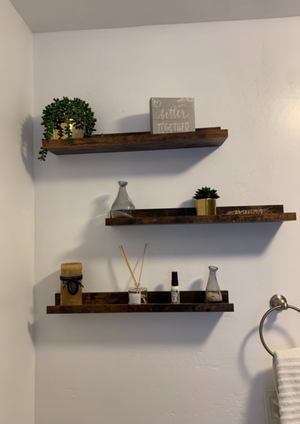 24 Inch Floating Shelves Wall Mounted Set of 3, Rustic Large Wall Shelves