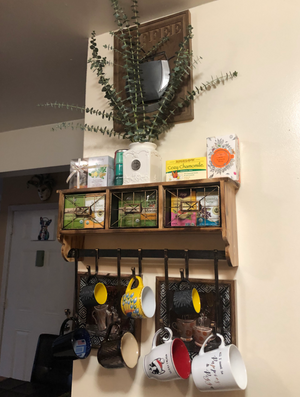 Rustic Wall Shelf with Hooks & 3 Baskets, Entryway Organizer Wall Shelf with 7 Coat Hooks