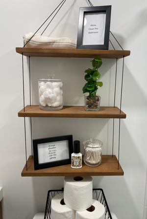 Hanging Shelves for Wall - 3 Tier Boho Hanging Shelf for Plants & Decor - Rustic Farmhouse Window Plant Shelves