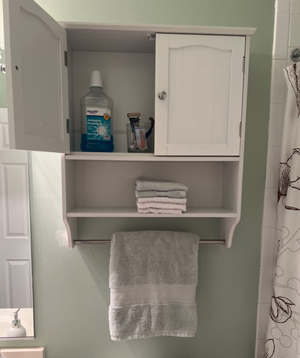 Wall Bathroom Cabinet with 2 Shelf & Towels Bar, Medicine Cabinet with 2 Doors for Bathroom