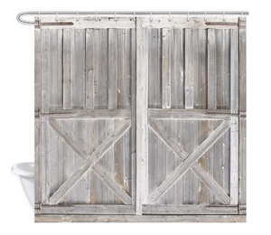 Rustic Wooden Barn Door Decor Shower Curtain for Bathroom, Western Country Theme 69 x 70 inch